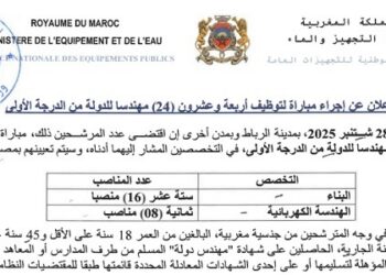 الوكالة الوطنية للتجهيزات العامة : مباريات لتوظيف 52 مناصب. آخر أجل 14 غشت 2026