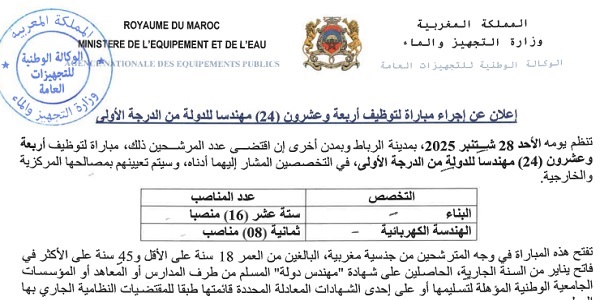 anep-concours-100-2025 عـــــاجل.. 785 منصب وظيفي لحاملي الباكالوريا او التقني او المتخصص بعدة وزارات وشركات كبرى وجماعات محلية. الترشيح قبل 20 ماي 2024