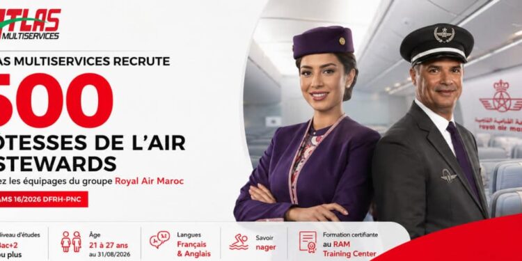 مباراة توظيف 500 مضيفة ومضيف طيران بأطلس مولتي سيرفيس 2026