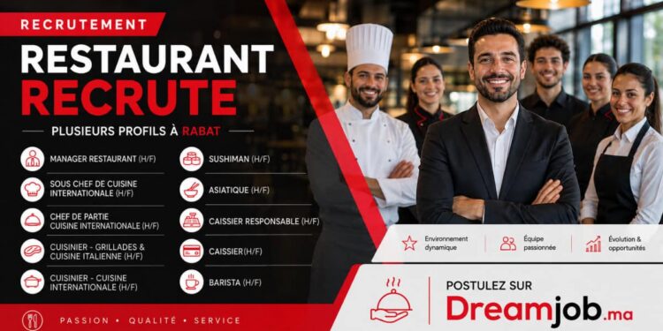 Entreprise de Restauration recrute Plusieurs Profils à Rabat