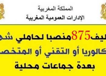 عـــــاجل.. 875 منصب وظيفي لحاملي الباكالوريا او التقني او المتخصص بعدة وزارات وشركات كبرى وجماعات محلية. الترشيح قبل 28 غشت 2026