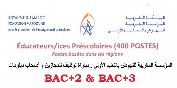 fondation-marocaine-educateurs الوظيفة العمومية: مباريات لتوظيف 845 منصب للحاصلين على الدبلوم، DEUG أو الإجازة أو باك+5